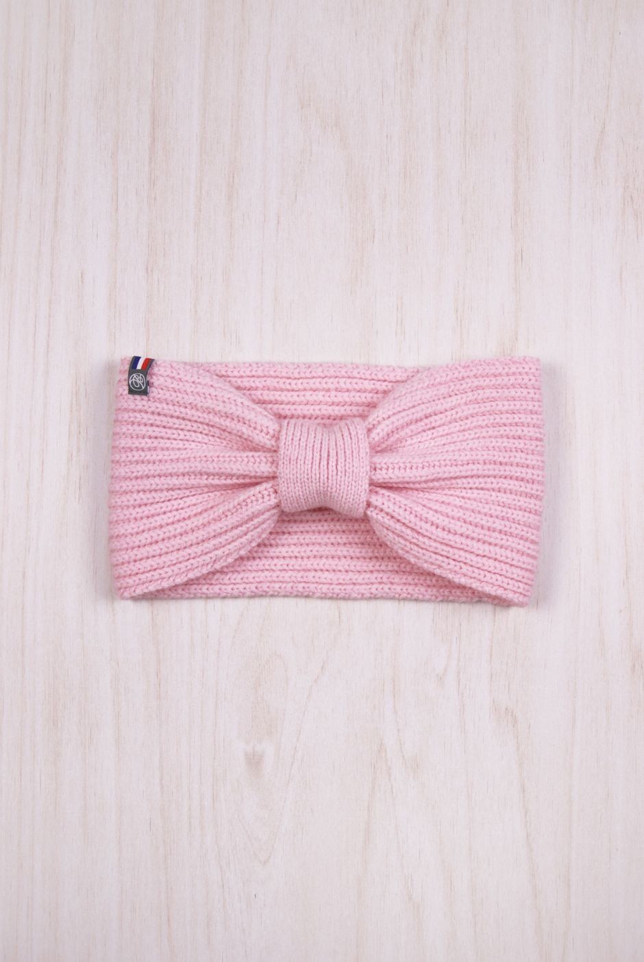 Bandeau avec nœud Perinne Laine grosse maille enfant fille rose - Maison Bonnefoy