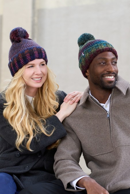 Bonnet rafaël mixte en laine dégradé  avec pompon - Maison Bonnefoy