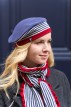 Béret Léna Laine femme marine/rouge - Maison Bonnefoy