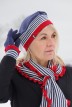 Béret Léna Laine femme marine/rouge - Maison Bonnefoy