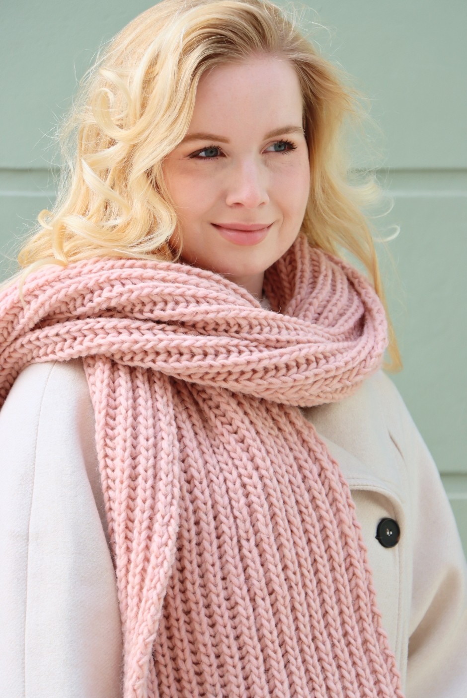 Écharpe Colombe laine grosse maille femme nude - Maison Bonnefoy