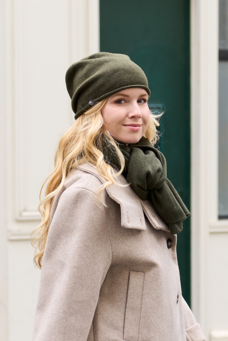 Bonnet Paule Cachemire femme kaki - Maison Bonnefoy