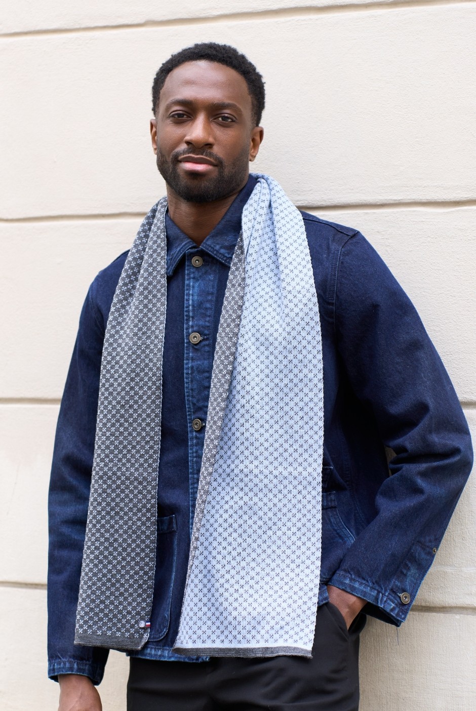 Echarpe homme gris et bleu - Maison Bonnefoy