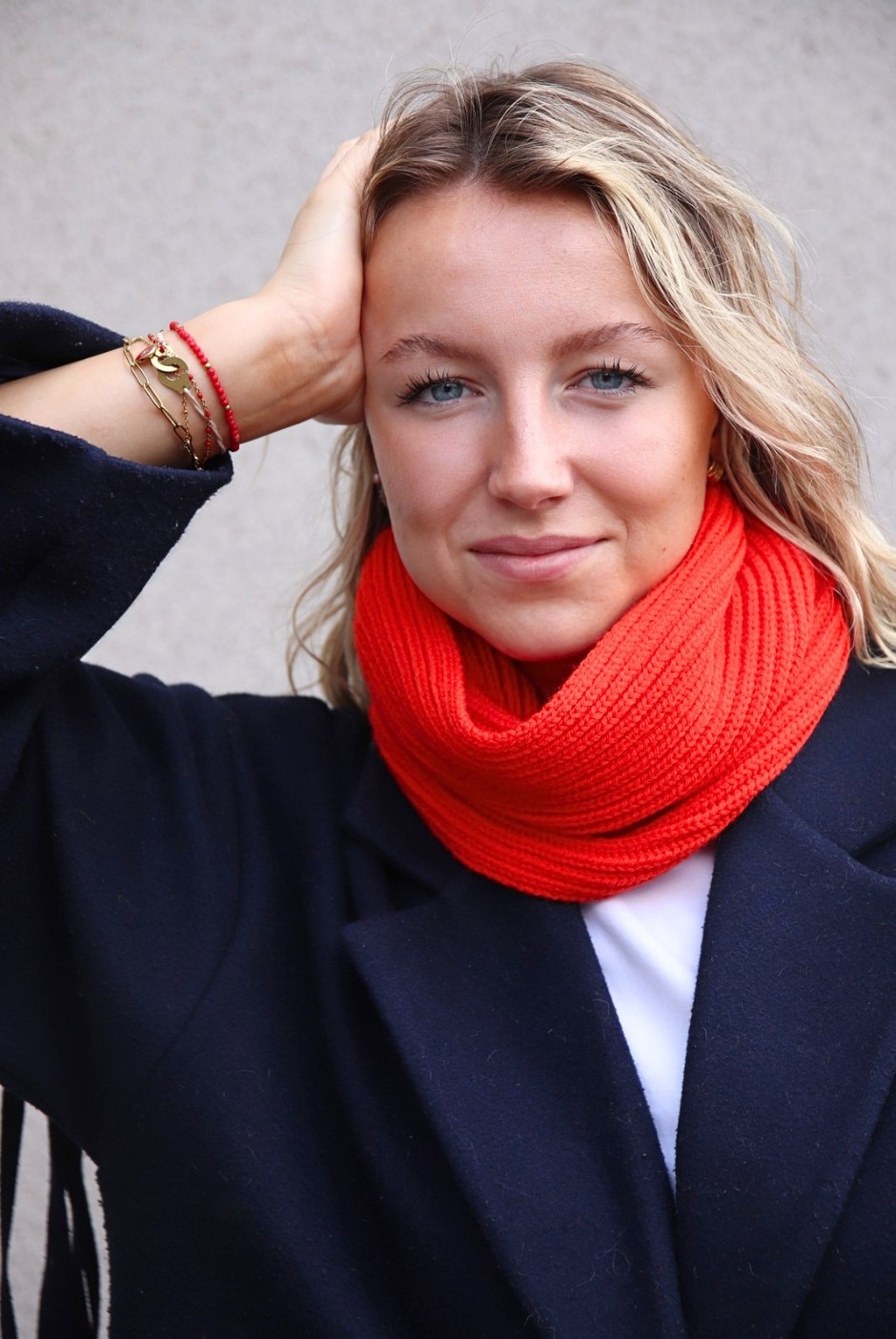 Tour de cou Perinne laine mixte coquelicot - Maison Bonnefoy