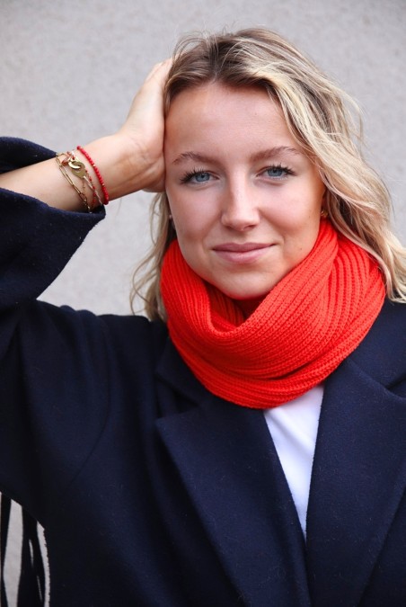 Tour de cou Perinne laine mixte coquelicot - Maison Bonnefoy